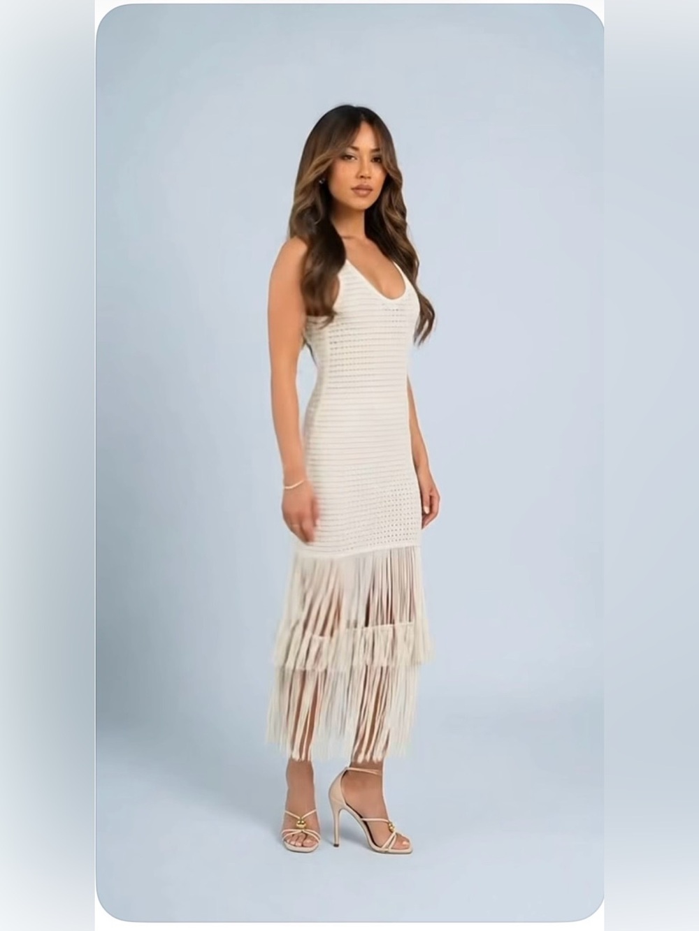 ZARA TEXTURED FRINGED DRESS